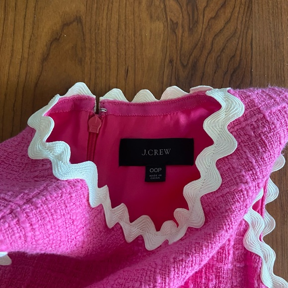 J. Crew Pink Textured Sleeveless Sheath Dress with White Rick Rack Trim - Picture 5 of 8